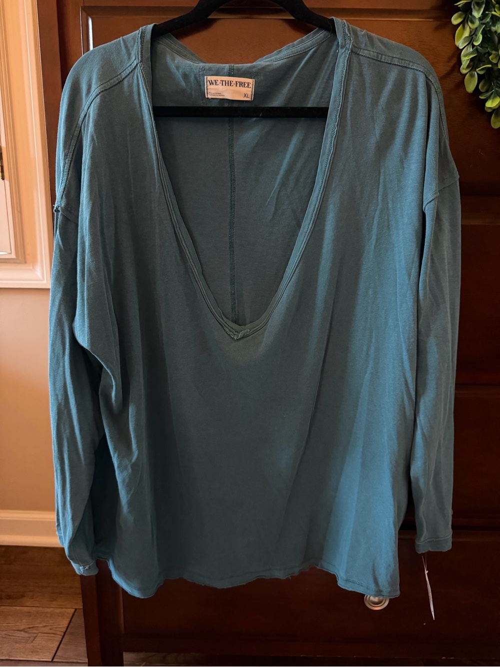 We The Free Deep Teal V-Neck Long Sleeve Top